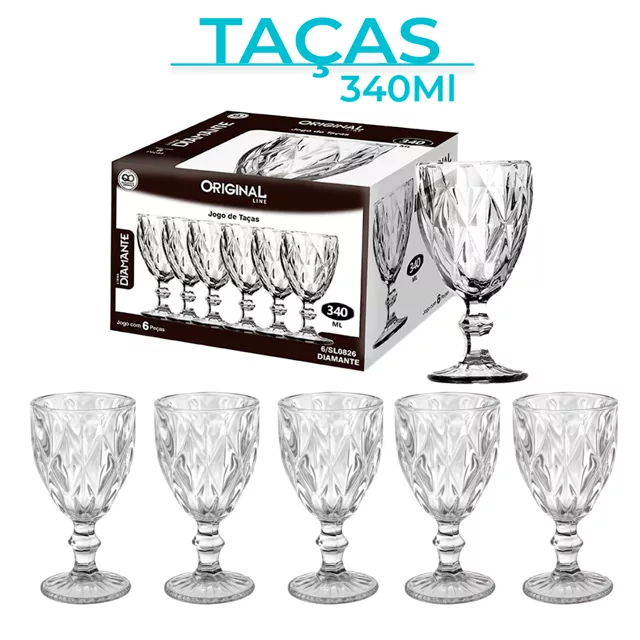 Jogo de Taças de Vidro Diamond Abacaxi
