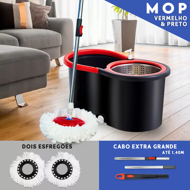 Mop Giratório 140 cm com Cesto de Inox