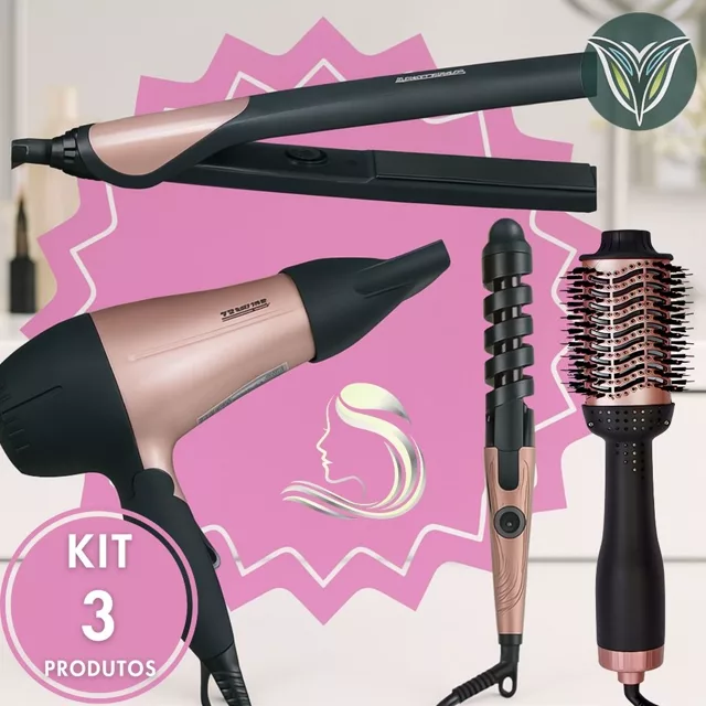 Kit 3 em 1: Escova Secadora, Secador e Modelador