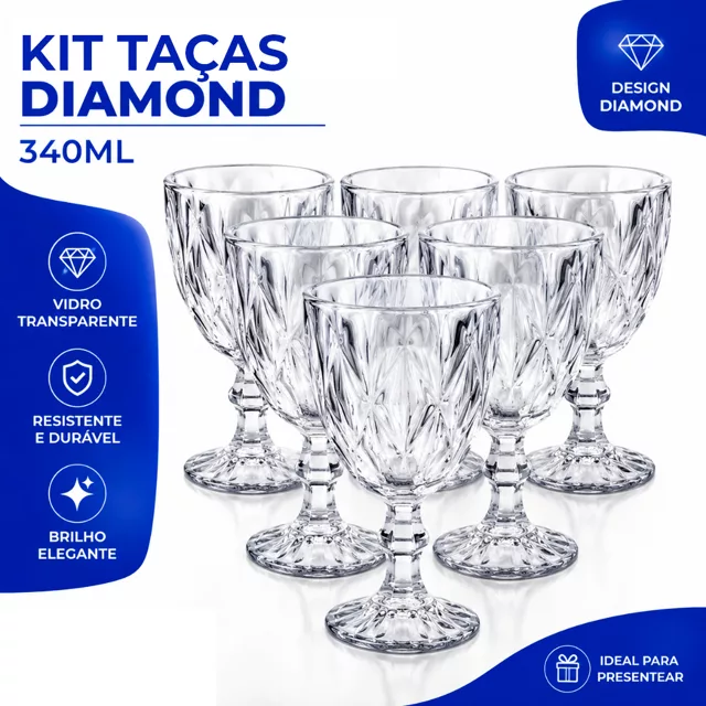 Jogo de Taças de Vidro Diamond 340 ml