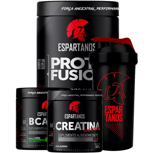 Kit Whey Protein + BCAA + Creatina + Shaker