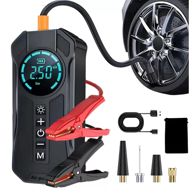 Bomba de Ar Portátil 4 em 1 com Power Bank