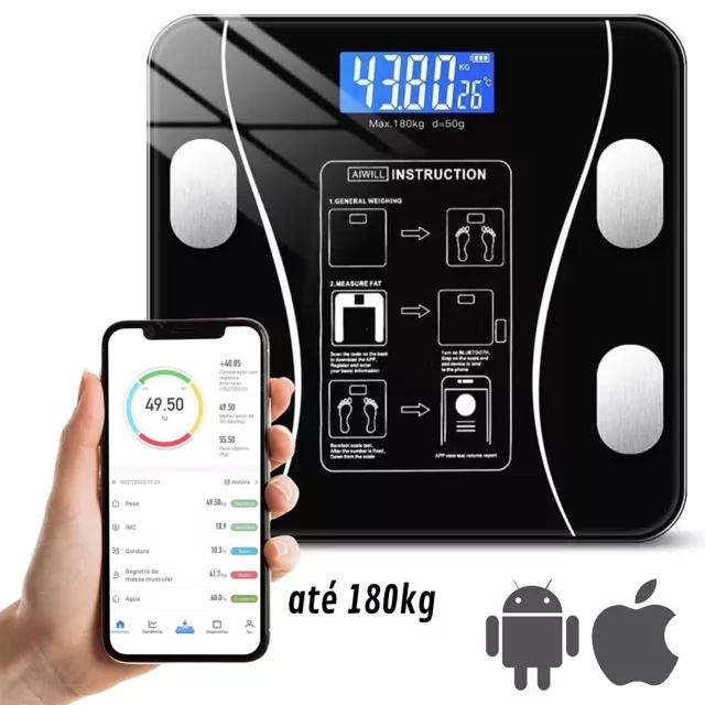 Balança Corporal de Bioimpedância Bluetooth