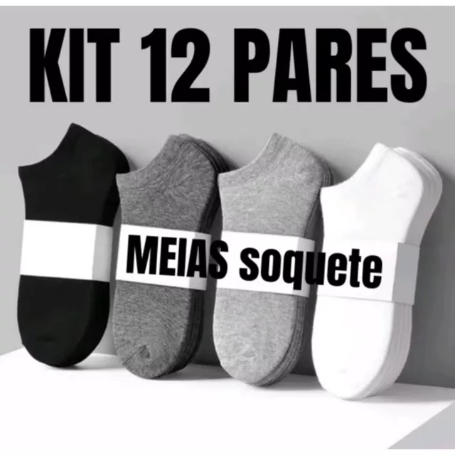 Kit de Meias Soquete Unissex