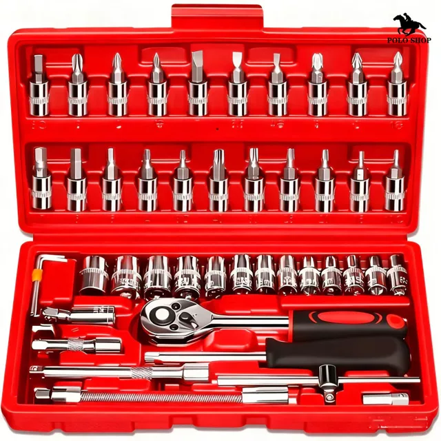 Kit de Ferramentas Cromo-Vanádio 46 Peças com Estojo