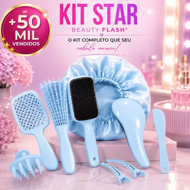 Kit 5 Escovas Raquete e Massageador de Silicone