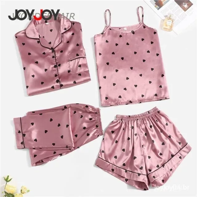 Pijama de Seda Feminino 4 Peças