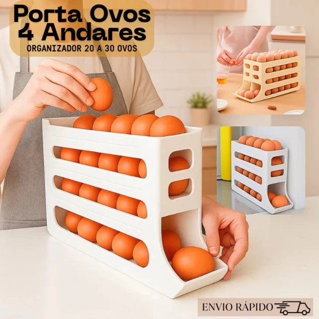 Porta Ovos Rolante 4 Andares para Geladeira