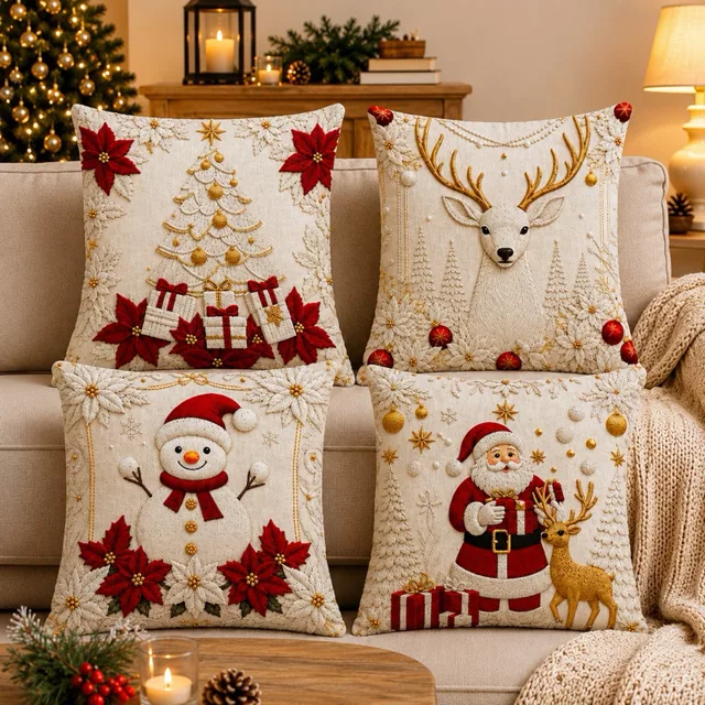Kit 4 Capas de Almofada de Natal
