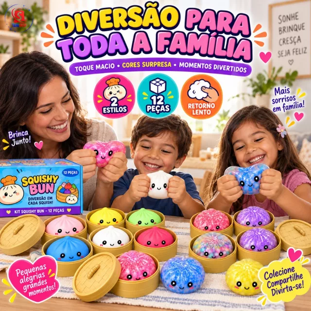 Squishy Bun Surpresa com Glitter